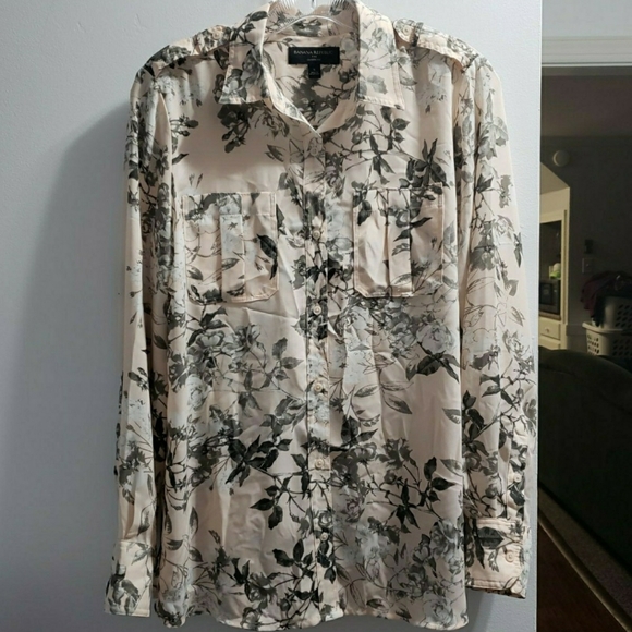 Banana Republic Sheer Floral Utility Shirt Size Small - Picture 1 of 6